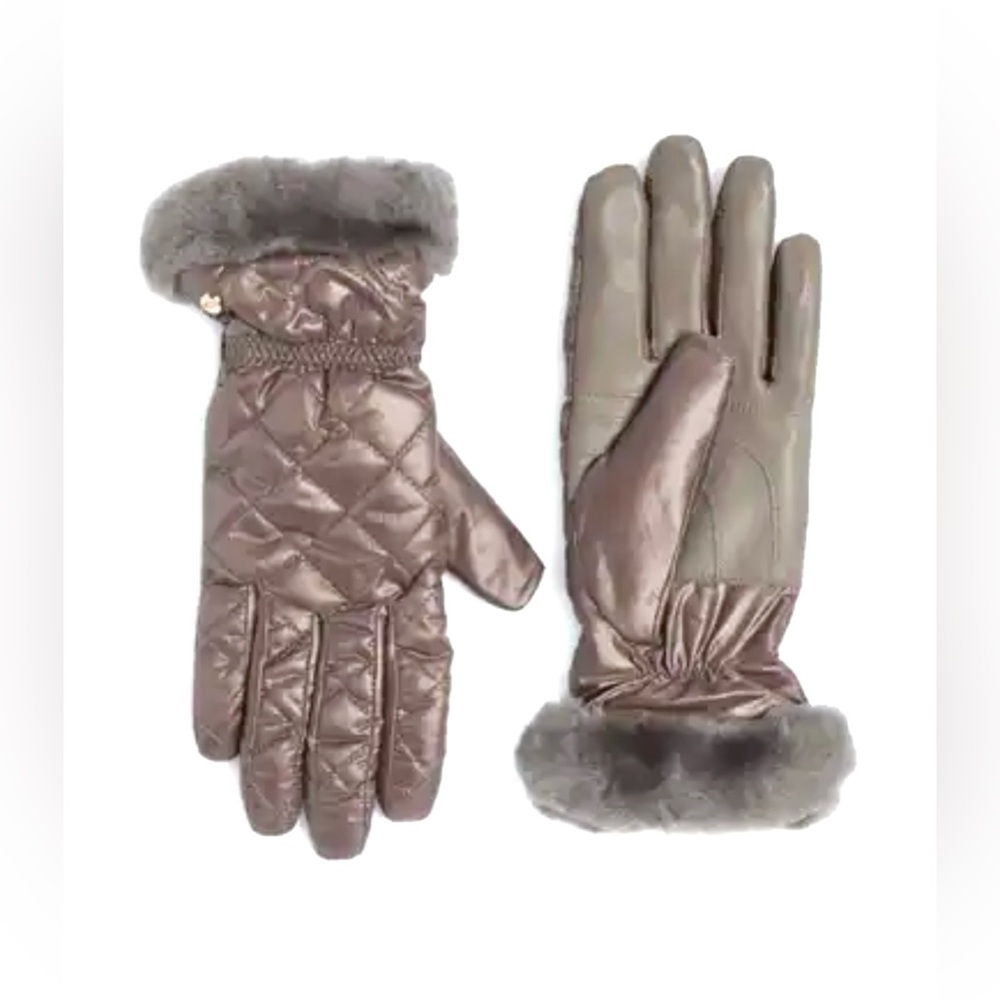 All Weather Touchscreen Compatible Quilted Gloves with Genuine Shearling Trim